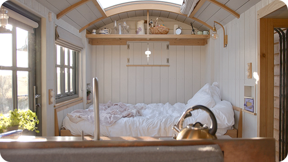 Luxury glamping shepherd huts